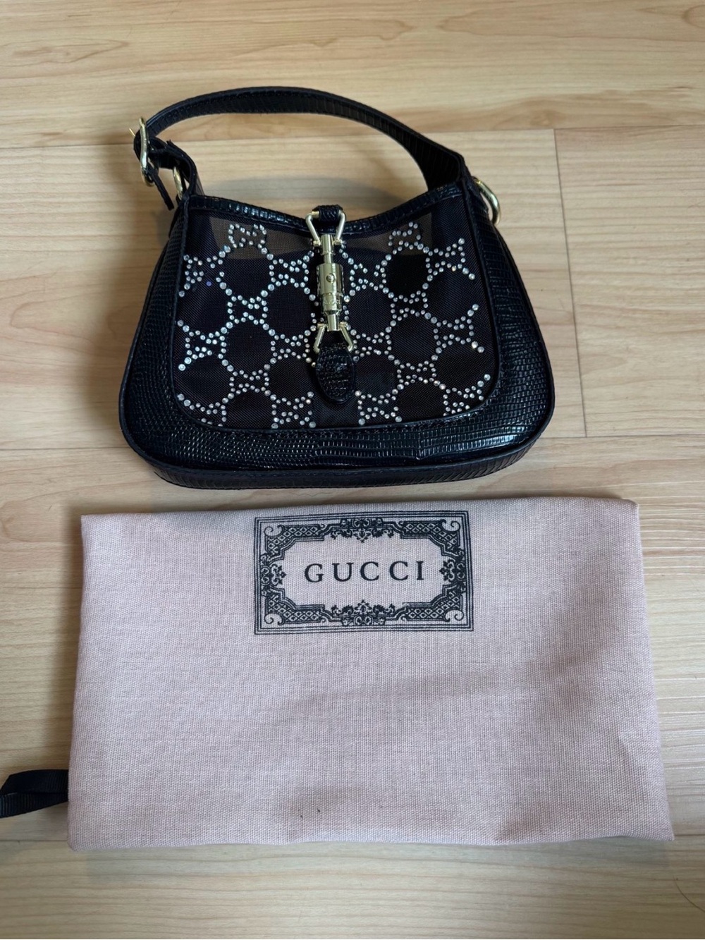 Black Rhinestone Accent Mini Handbag - Picture 5 of 6